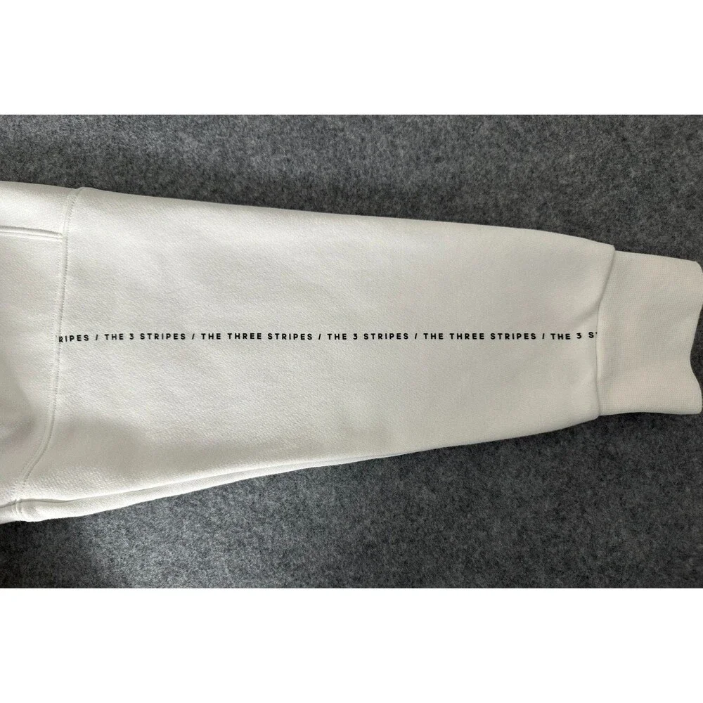 Adidas Three Stripes Crewneck Sweatshirt White Logo Fleece Pullover M Athleisure - Picture 7 of 12